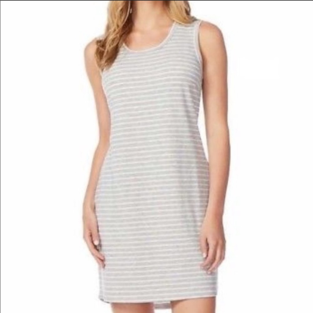 NEW 32 degrees cool gray white stripe T-shirt dress s
